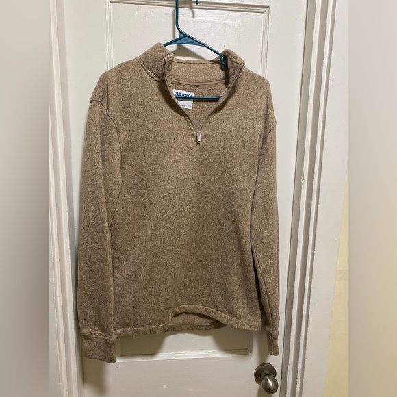 Old Navy Men’s Quarter-Zip Sweater - Size Medium Color Tan - Picture 1 of 5
